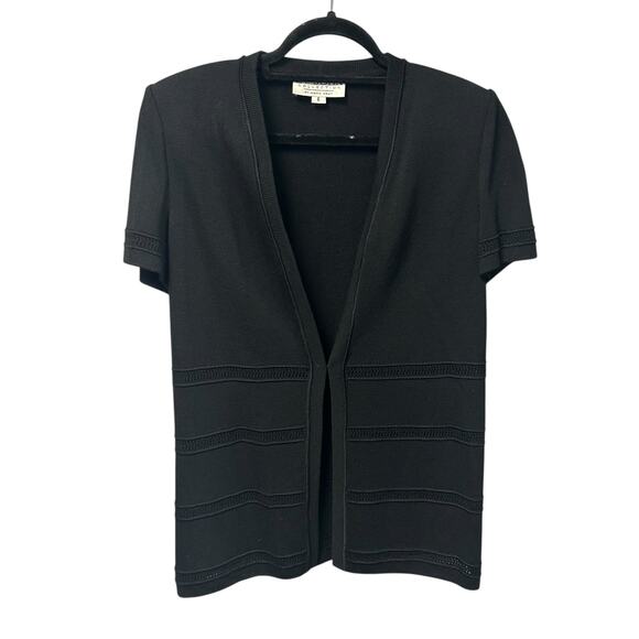 St. John Collection by Marie Gray Black Short Sleeve Cardigan Sweater Womens 6 - Picture 1 of 5
